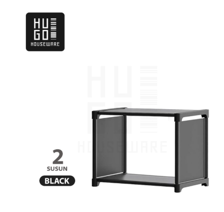 HUGO Rak Buku Serbaguna Rak Minimalis Rak Portable Lemari Buku - 1Ssn-2Tkt Hitam