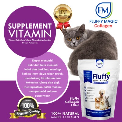 Fluffy Magic Collagen Vitamin Kucing & Anjing Suplemen Penggemuk - 40 gram