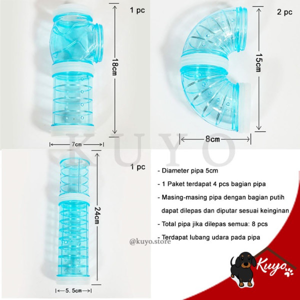 Set 8pcs Paket Pipa Terowongan Labirin Tabung Mainan Hamster Rakit DIY