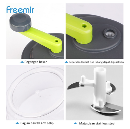 freemir Chopper Manual Alat Penggiling Penghalus Putar Bumbu Serbaguna