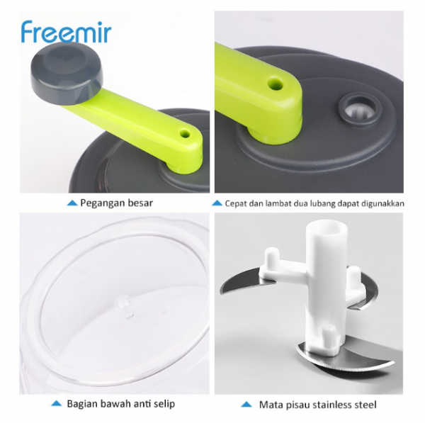 freemir Chopper Manual Alat Penggiling Penghalus Putar Bumbu Serbaguna