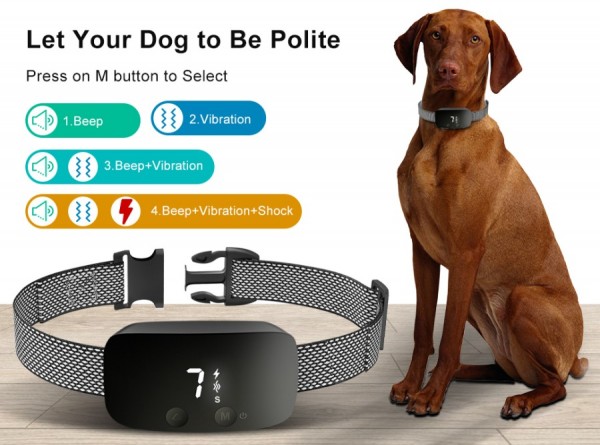 Alat latih anjing Bark Training kalung leher anti gonggong berisik