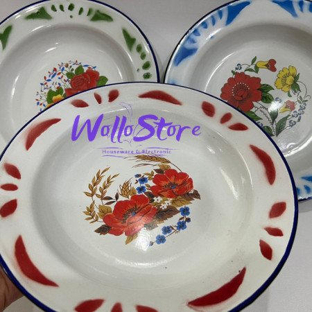 Piring Enamel Jadul / Piring Seng Enamel 22cm