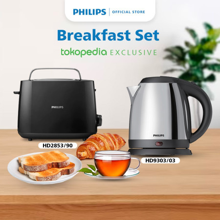 Philips Breakfast Set Toaster HD2583/90 + Kettle HD9303/03 - Bundling