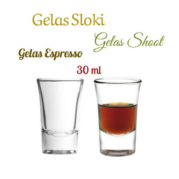 Gelas Sloki Kaca Mini Kecil Shooter Shot Alkohol Espresso Coffee Sirup