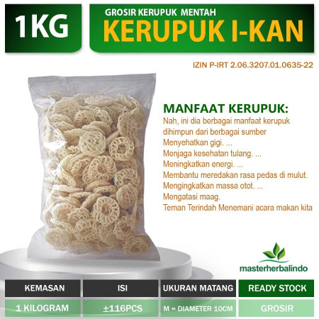 Kerupuk ikan mentah putih bulat gurih renyah garing 1000gr - M