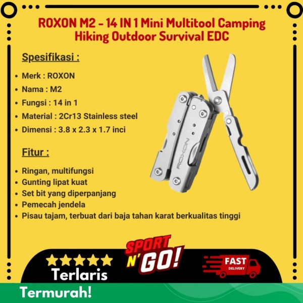 ROXON M2 - 14 IN 1 Mini Multitool Camping Hiking Outdoor Survival EDC