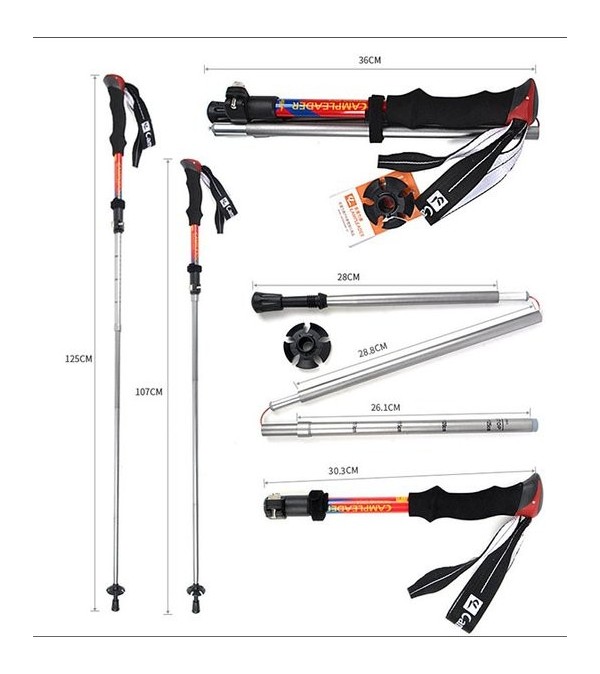 Trekking Pole Lipat Tarik CAMPLEADER Alu 7075 Tongkat Hiking Outdoor