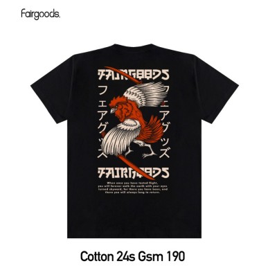 Fairgoods Kaos - Red Rooster - Hitam