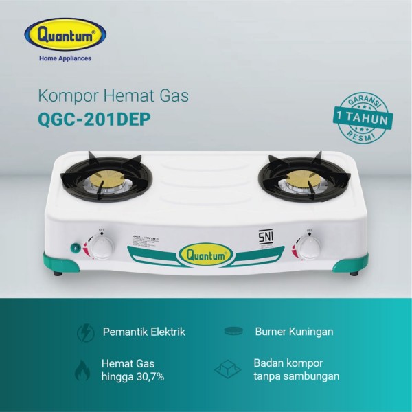 Kompor Gas Quantum 2 Tungku Pemantik Electric QGC - 201 DEP