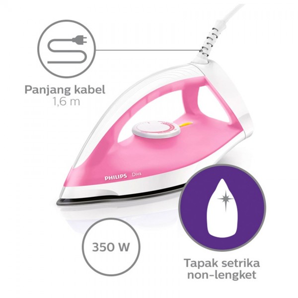 Philips Dry Iron 350 watt - GC122/47 - Pink