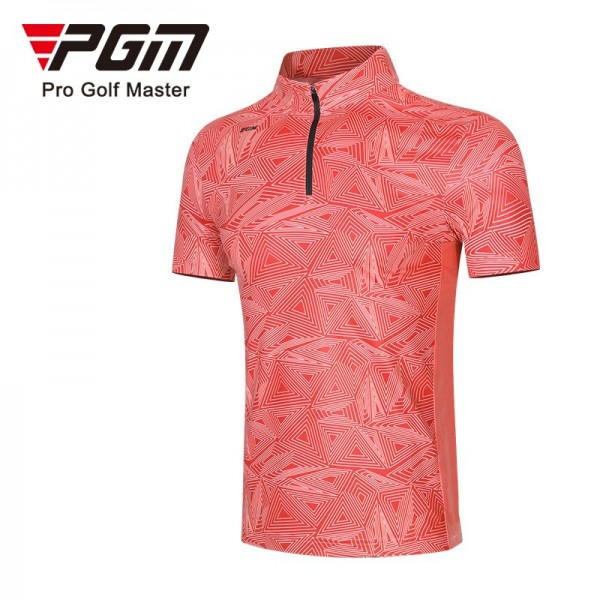 PGM Men Polo Shirt Golf Zipper Collar Quick Dry Fit