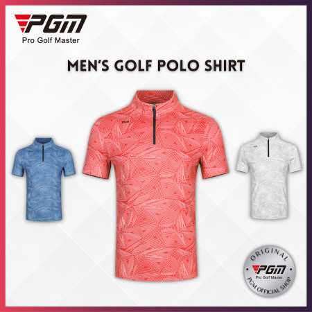 PGM Men Polo Shirt Golf Zipper Collar Quick Dry Fit