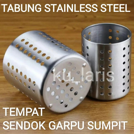 Tabung tempat alat masak sendok garpu Sumpit stainless anti karat - 9cm