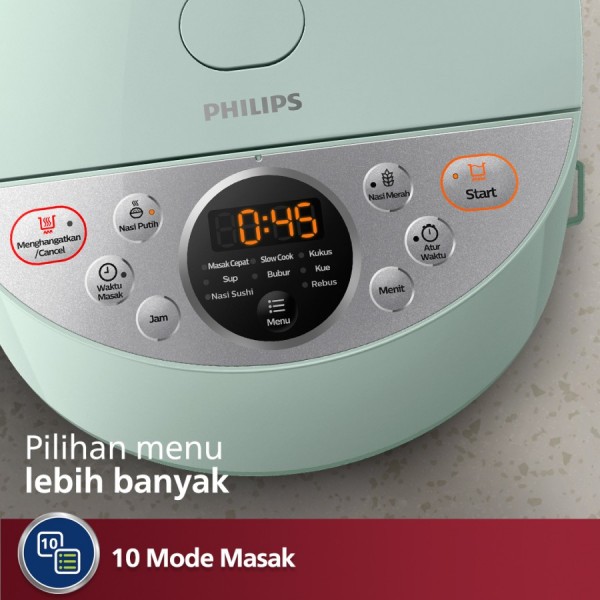 Philips Digital Rice Cooker 1.8 L HD4515/85 Dessert Green