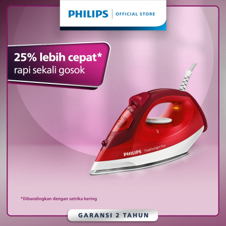 Philips Setrika Uap GC1424/45 - Merah, Tapak Non-Stick, gosokan baju