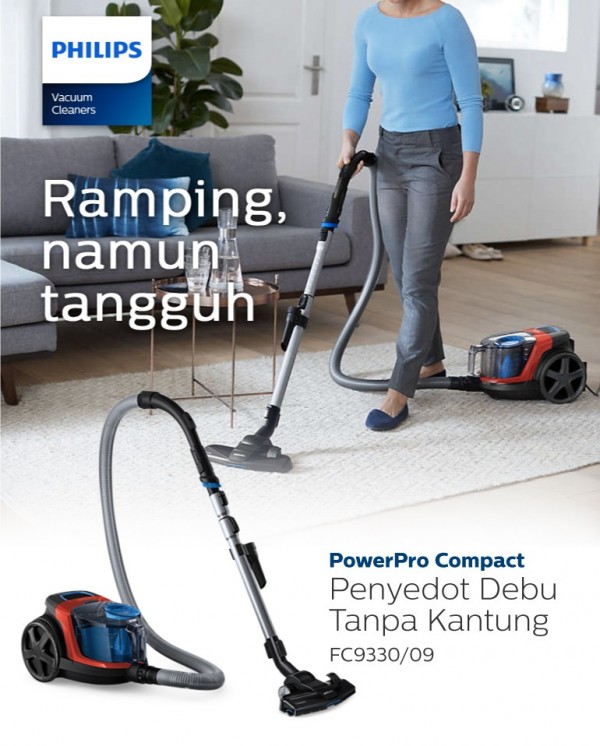 Philips Bagless Vacuum Cleaner - FC9330-09, penghisap debu, biru merah