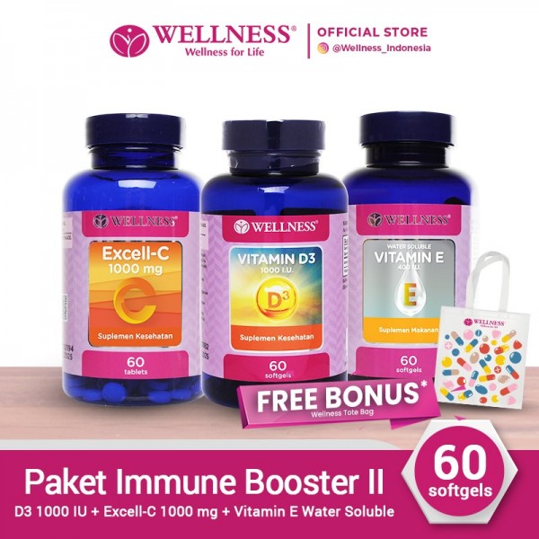 Paket Immune Booster II - Wellness D3 1000 + Vit C 1000 + Vit E WS[60]