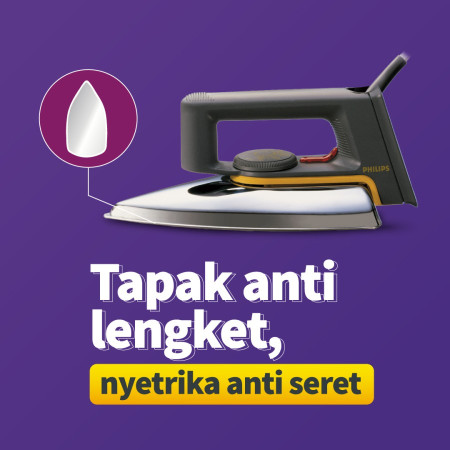 Philips Setrika Kering Classic HD1172/99 - Hitam, Tapak Anti Lengket
