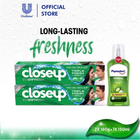 Closeup Pasta Gigi Deep Action Green 160Gr - Isi 2 + Mouthwash