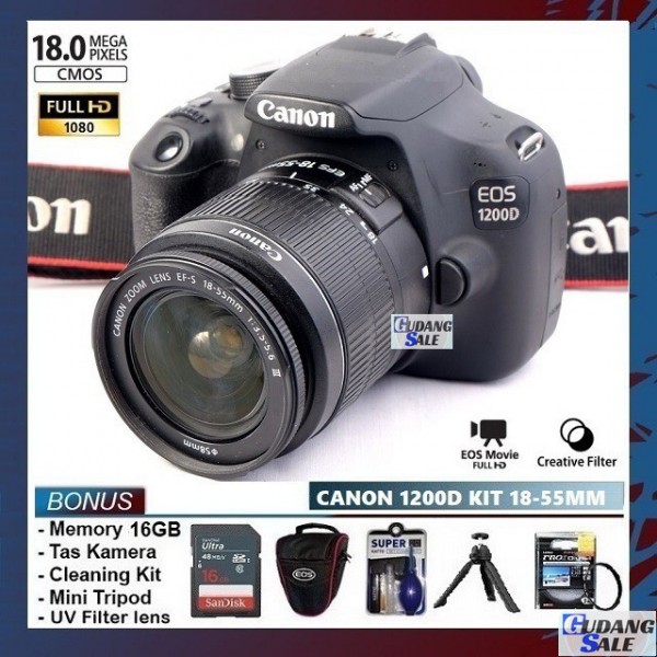 [NEW] CANON EOS 1200D + LENSA KIT 18-55MM IS - GARANSI 1 TAHUN - CAMERA DSLR 4000D 1300D