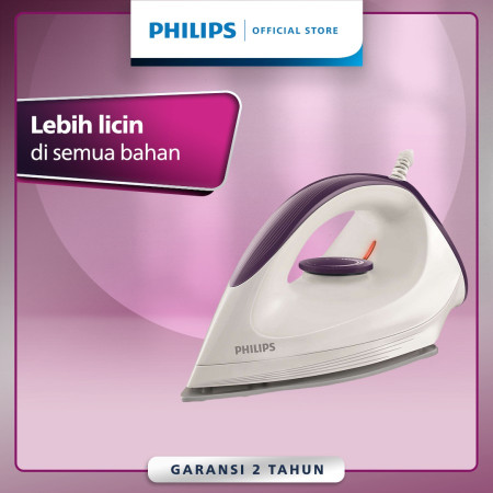 Philips Setrika Kering Afinia GC160/27 - Putih Ungu, DynaGlide