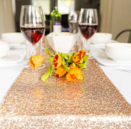 Rose Gold Table Runner - 2 Pack- Sequins/Fabrics/Glitter