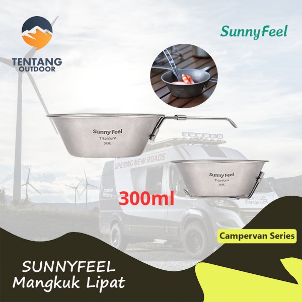 SUNNYFEEL Mangkuk Lipat Titanium Nesting Camping Outdoor Hiking - 300ML