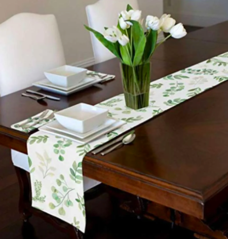 A LuxeHome Green Floral Leaf Boho Botanical Rainforest Watercolor Wood