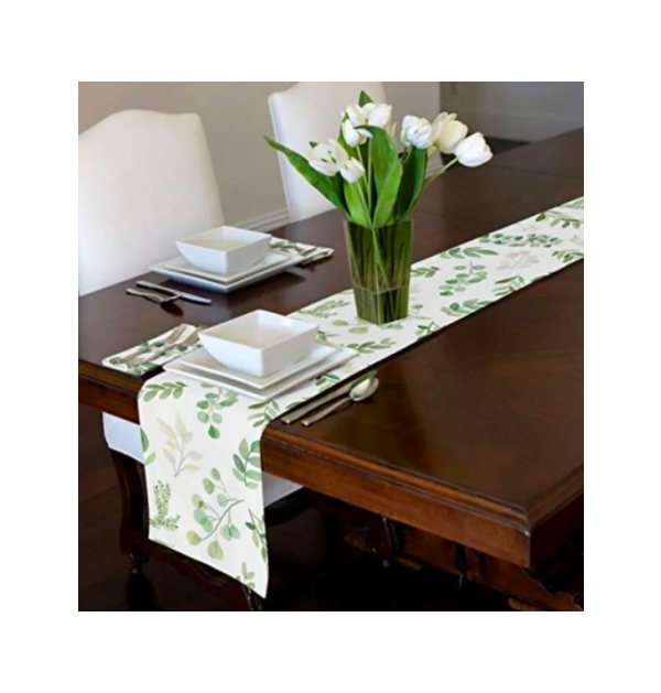 A LuxeHome Green Floral Leaf Boho Botanical Rainforest Watercolor Wood