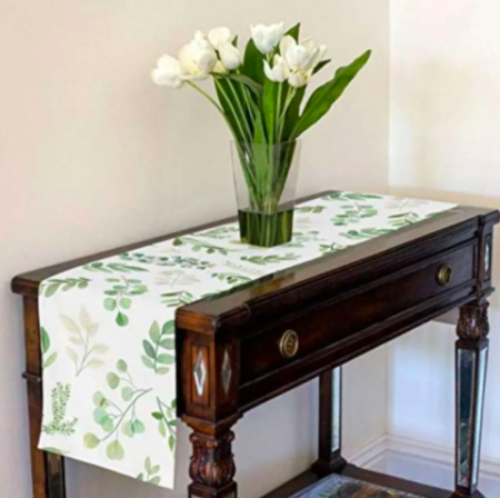 A LuxeHome Green Floral Leaf Boho Botanical Rainforest Watercolor Wood