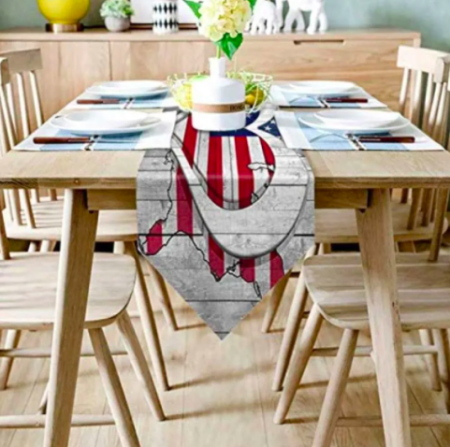 Z&L Home Linen Burlap Table Runner Dresser Scarves, Patriotic American
