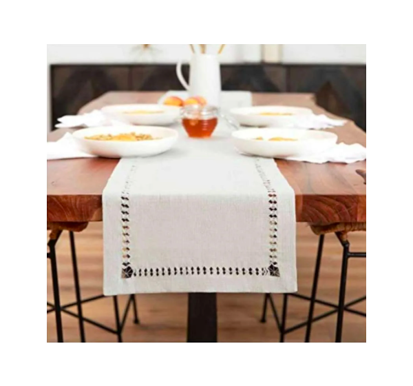 PROVIMO HOME Hemstitched Table Runners (4 x 36 Inch, Cool Grey)