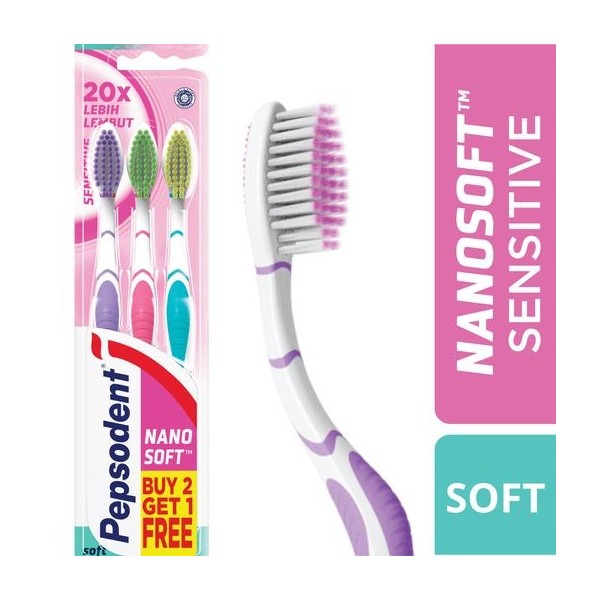 Pepsodent Sikat Gigi Double Care Sensitive - Isi 3