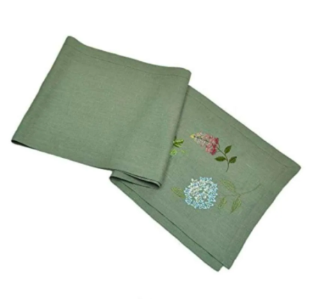 Garmoniya Table Runner 4 x 72 Inch - Embroidered Hydrangea