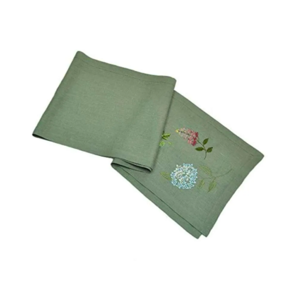 Garmoniya Table Runner 4 x 72 Inch - Embroidered Hydrangea