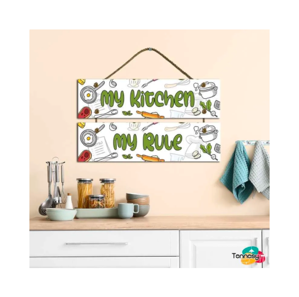 TENNESY HIASAN DINDING KITCHEN DAPUR SUSUN 2 PANEL 30x8CM PAJANGAN KAYU POSTER DEKORASI DINDING DAPUR INTERIOR RUMAH