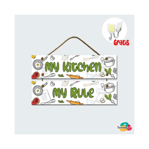 TENNESY HIASAN DINDING KITCHEN DAPUR SUSUN 2 PANEL 30x8CM PAJANGAN KAYU POSTER DEKORASI DINDING DAPUR INTERIOR RUMAH