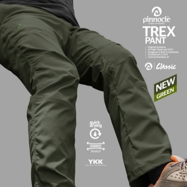 pinnacle trex pant green celana hiking camping outdoor strech ripstop