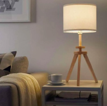 Lampu Kayu Minimalis Hiasan Interior Meja Cantik 57cm Original_Putih