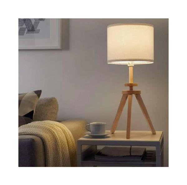 Lampu Kayu Minimalis Hiasan Interior Meja Cantik 57cm Original_Putih