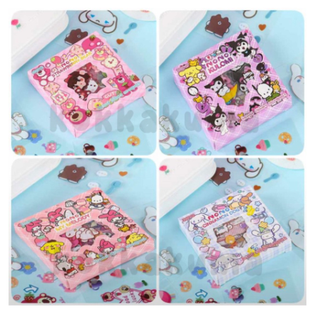 SANRIO MINI Stiker Box Karakter Kartun Lucu 1 Box isi 100 Lembar Waterproof Sticker Set for Kids