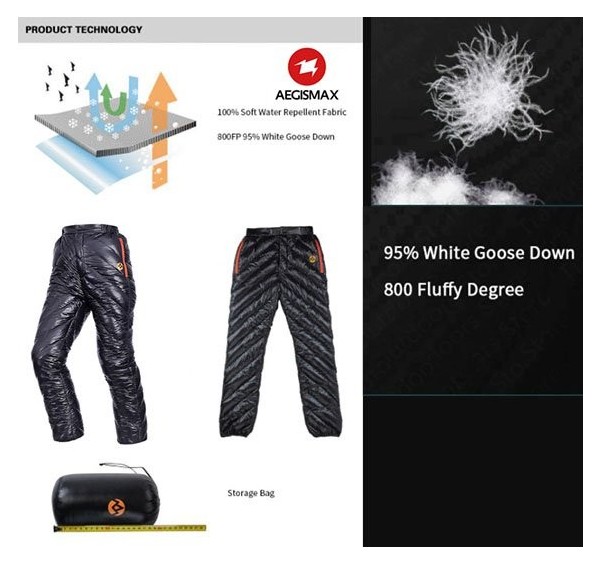Celana Hangat Bulu Angsa AEGISMAX 800FP Ultralight Outdoor Hiking