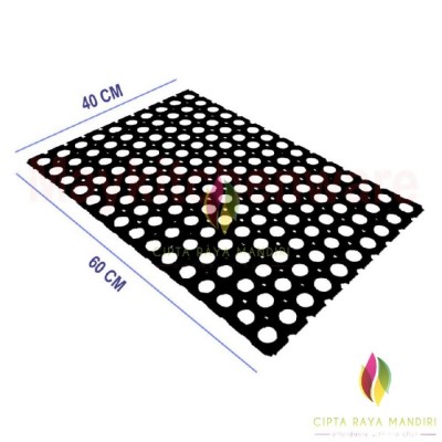 Keset/Karpet Karet Lubang Kompos Hitam untuk Lantai Licin/Kamar Mandi