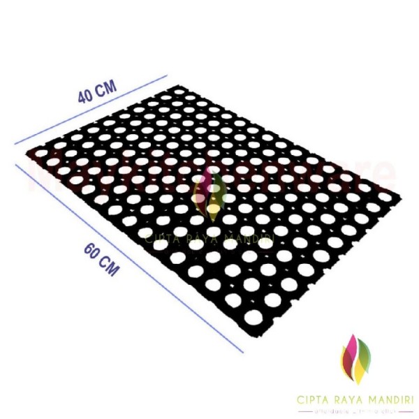Keset/Karpet Karet Lubang Kompos Hitam untuk Lantai Licin/Kamar Mandi