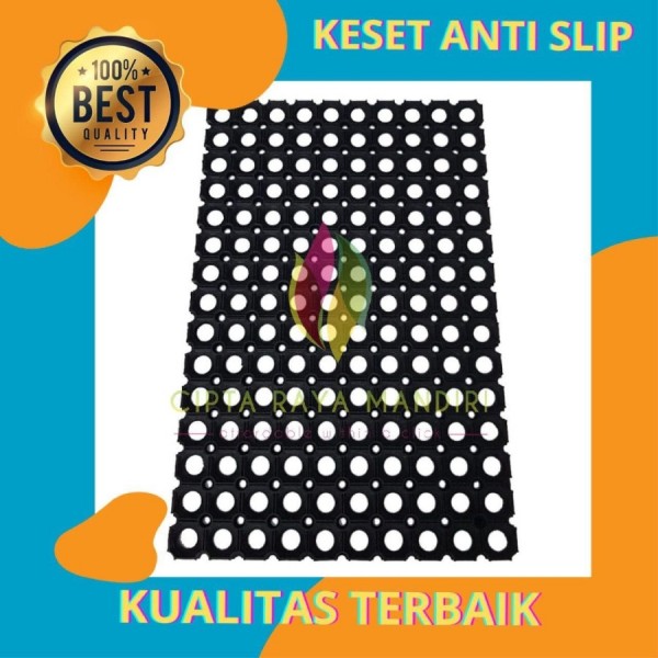 Keset/Karpet Karet Lubang Kompos Hitam untuk Lantai Licin/Kamar Mandi