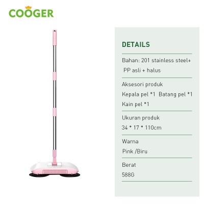 COOGER Sapu Lantai Otomatis Berputar 180 Derajat / Automatic Broom
