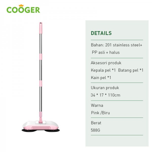 COOGER Sapu Lantai Otomatis Berputar 180 Derajat / Automatic Broom