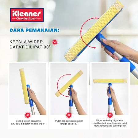 Kleaner Alat Pembersih Kaca 2 in 1 Extra / Wiper Jendela Teleskopik