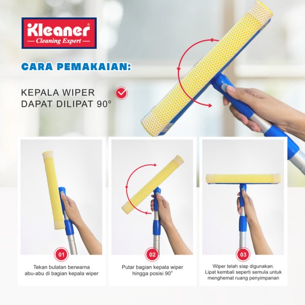 Kleaner Alat Pembersih Kaca 2 in 1 Extra / Wiper Jendela Teleskopik